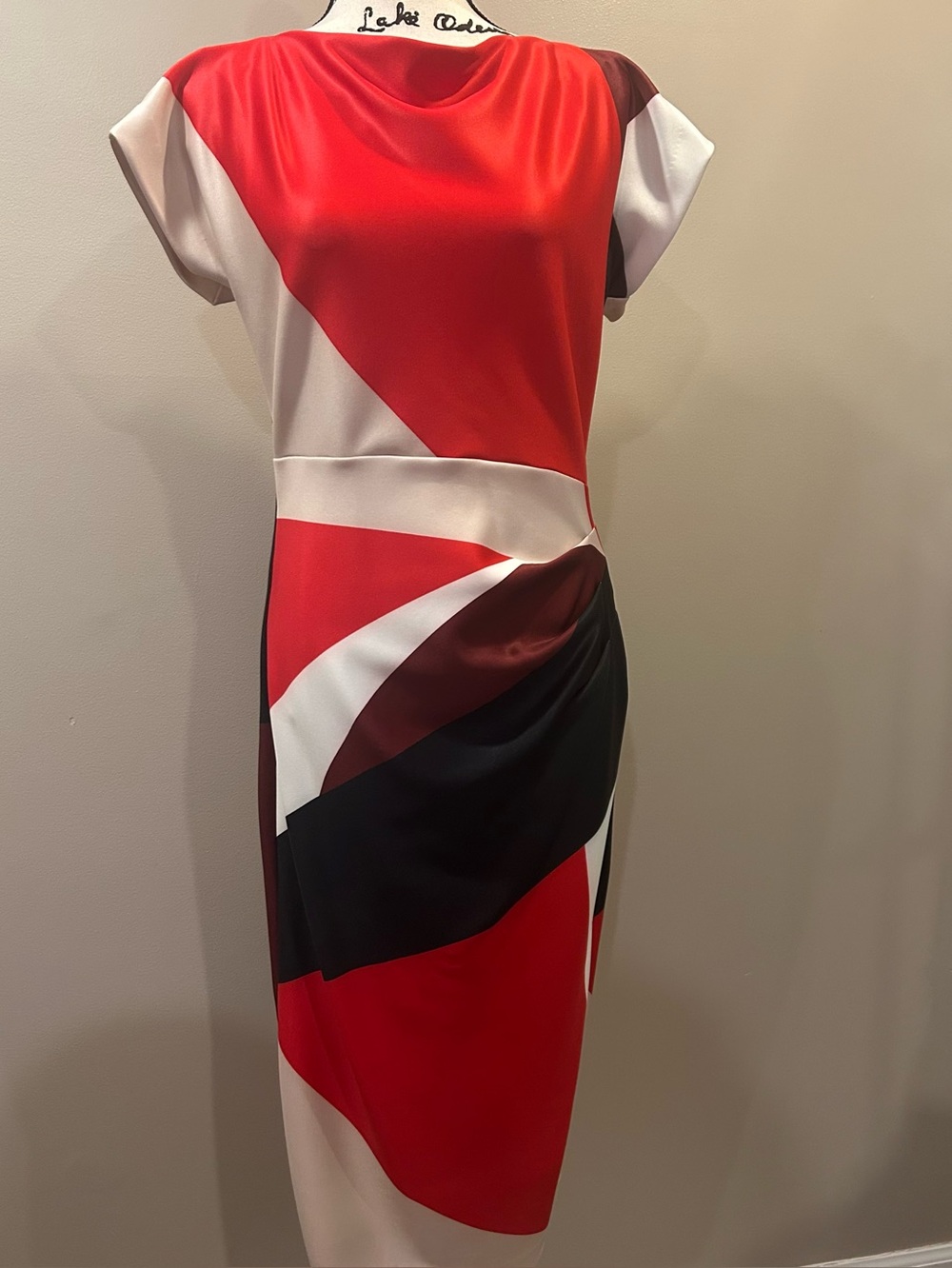 DONNA KARAN SHEATH COLORBLOCK DRESS